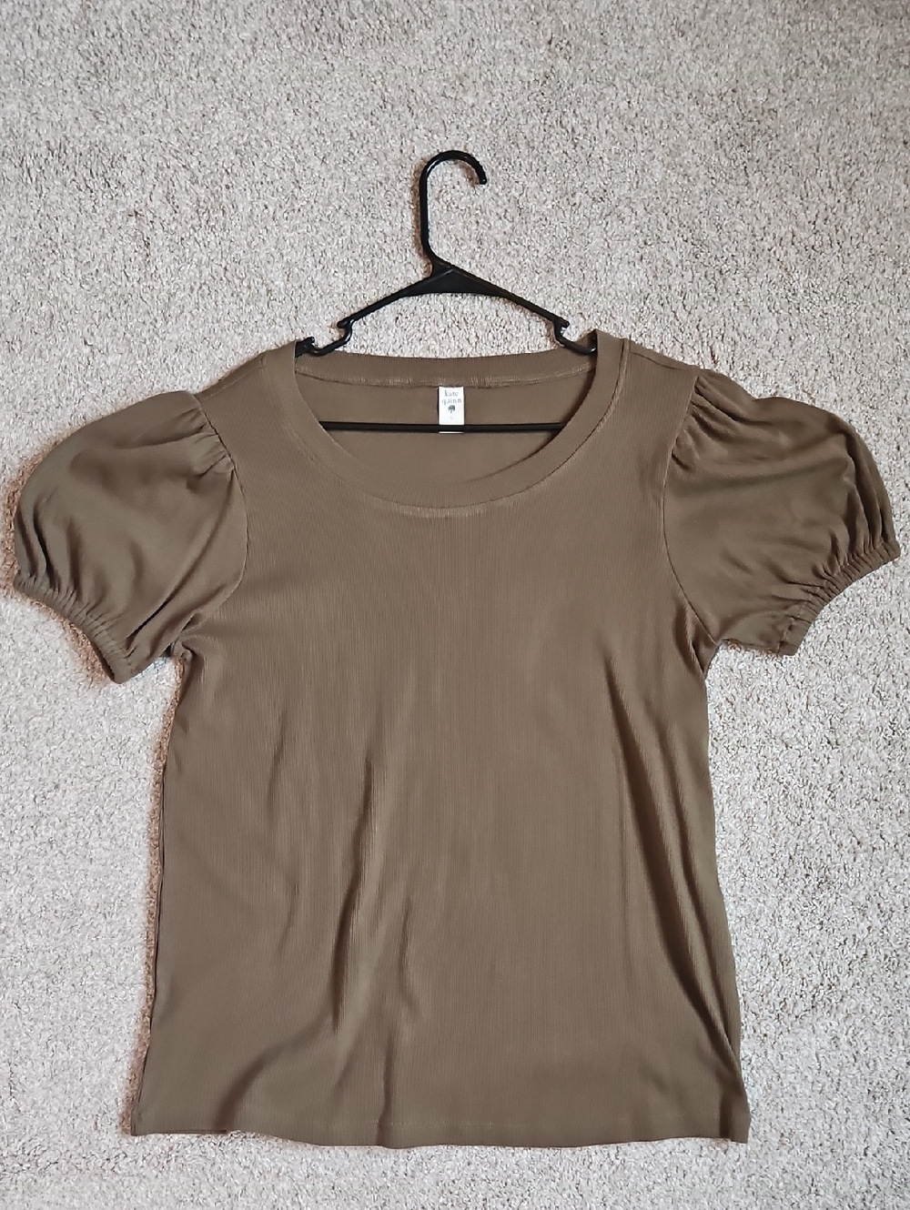 Kate Quinn Women’s Cotton Dress Large Olive Green Puff Sleeve